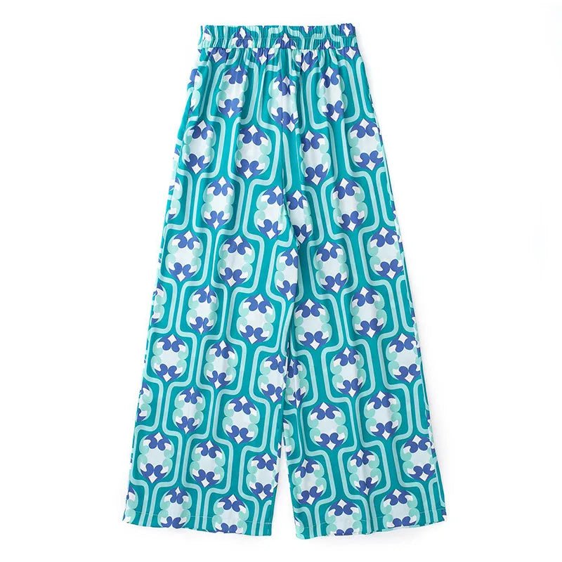 Women's Pajama Top + Turn - Down Collar + Two - Tone Green White Print All - Match Style For Every Occasion - SN Wigs & More