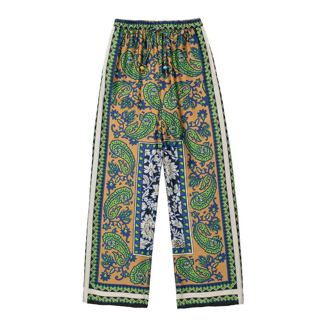 Women's Pajama Top + Turn - Down Collar + Two - Tone Green White Print All - Match Style For Every Occasion - SN Wigs & More