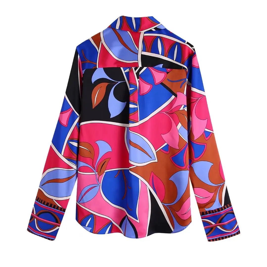 Women's Pajama Top + Turn - Down Collar + Two - Tone Green White Print All - Match Style For Every Occasion - SN Wigs & More