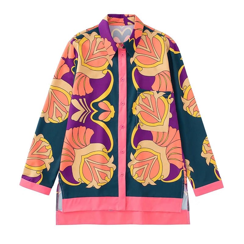 Women's Pajama Top + Turn - Down Collar + Two - Tone Green White Print All - Match Style For Every Occasion - SN Wigs & More