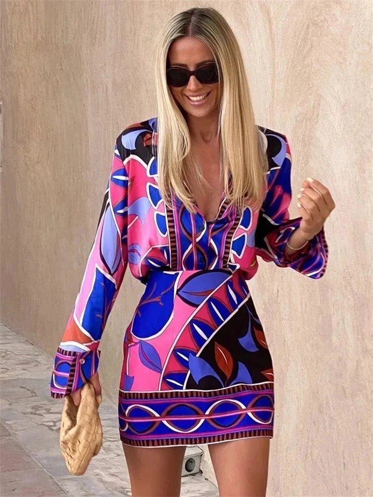 Women's Pajama Top + Turn - Down Collar + Two - Tone Green White Print All - Match Style For Every Occasion - SN Wigs & More