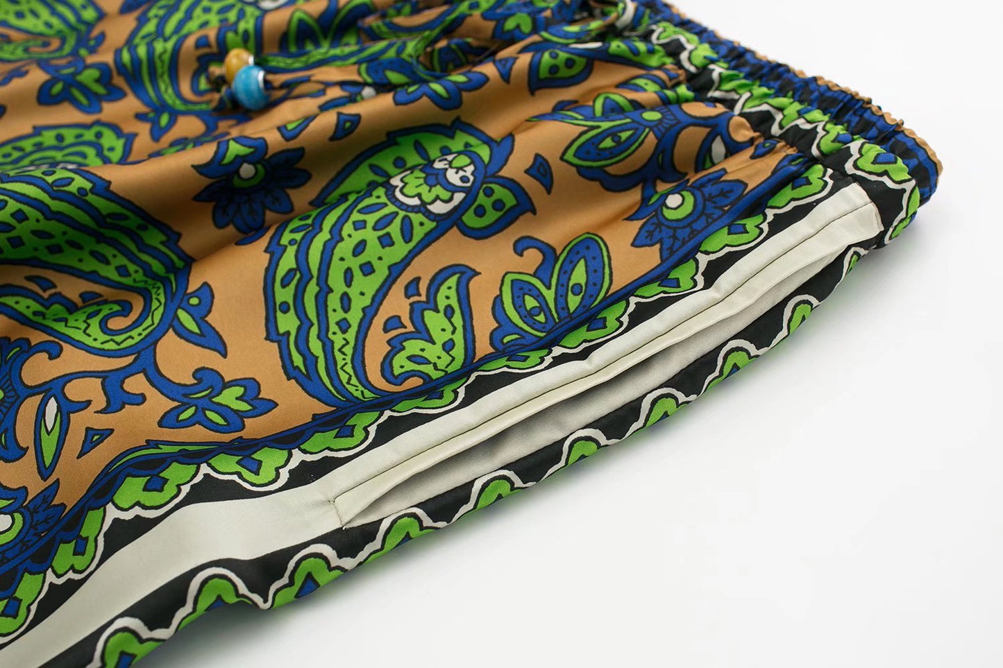 Women's Pajama Top + Turn - Down Collar + Two - Tone Green White Print All - Match Style For Every Occasion - SN Wigs & More