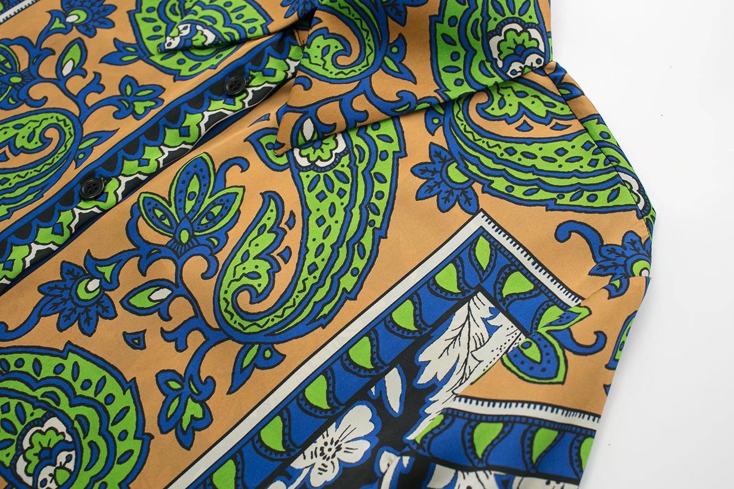 Women's Pajama Top + Turn - Down Collar + Two - Tone Green White Print All - Match Style For Every Occasion - SN Wigs & More
