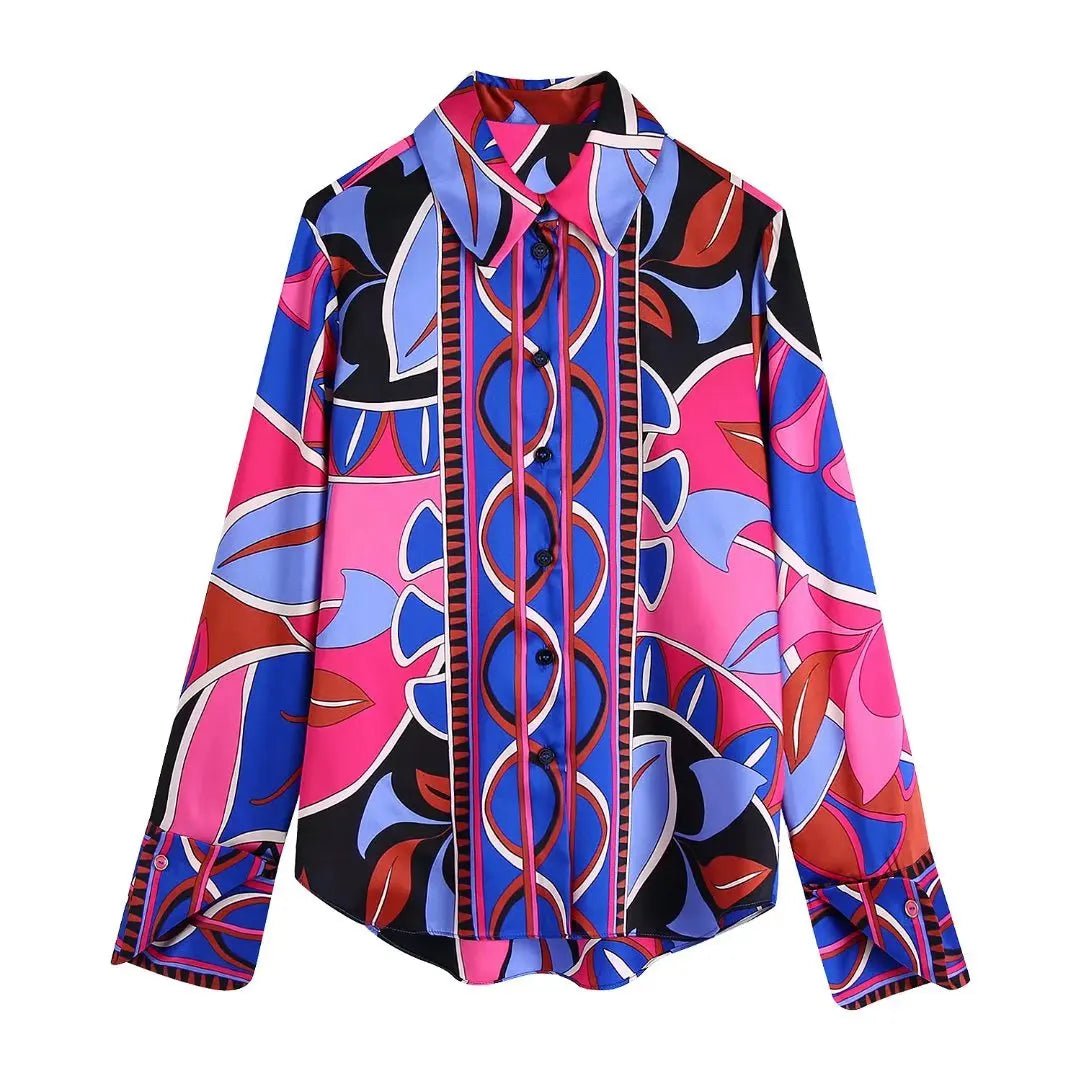 Women's Pajama Top + Turn - Down Collar + Two - Tone Green White Print All - Match Style For Every Occasion - SN Wigs & More