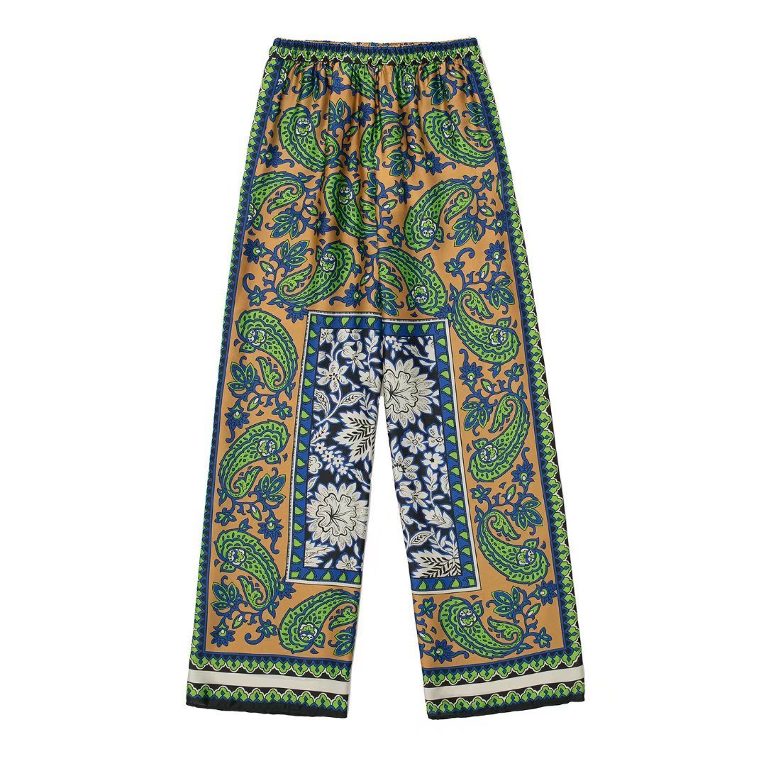 Women's Pajama Top + Turn - Down Collar + Two - Tone Green White Print All - Match Style For Every Occasion - SN Wigs & More