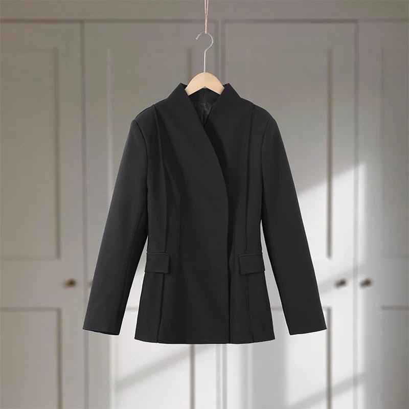 Women’s Pant Set + V - Neck Blazer With Full Sleeves And High Waist Straight Pants + Office Style - SN Wigs & More