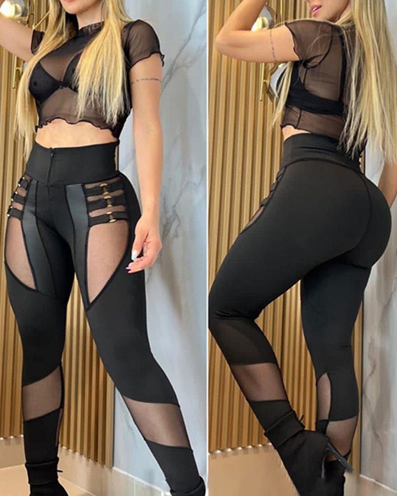 Women's Pants Solid High Waist Slim Fit Ankle Length Casual Workwear Collection - SN Wigs & More
