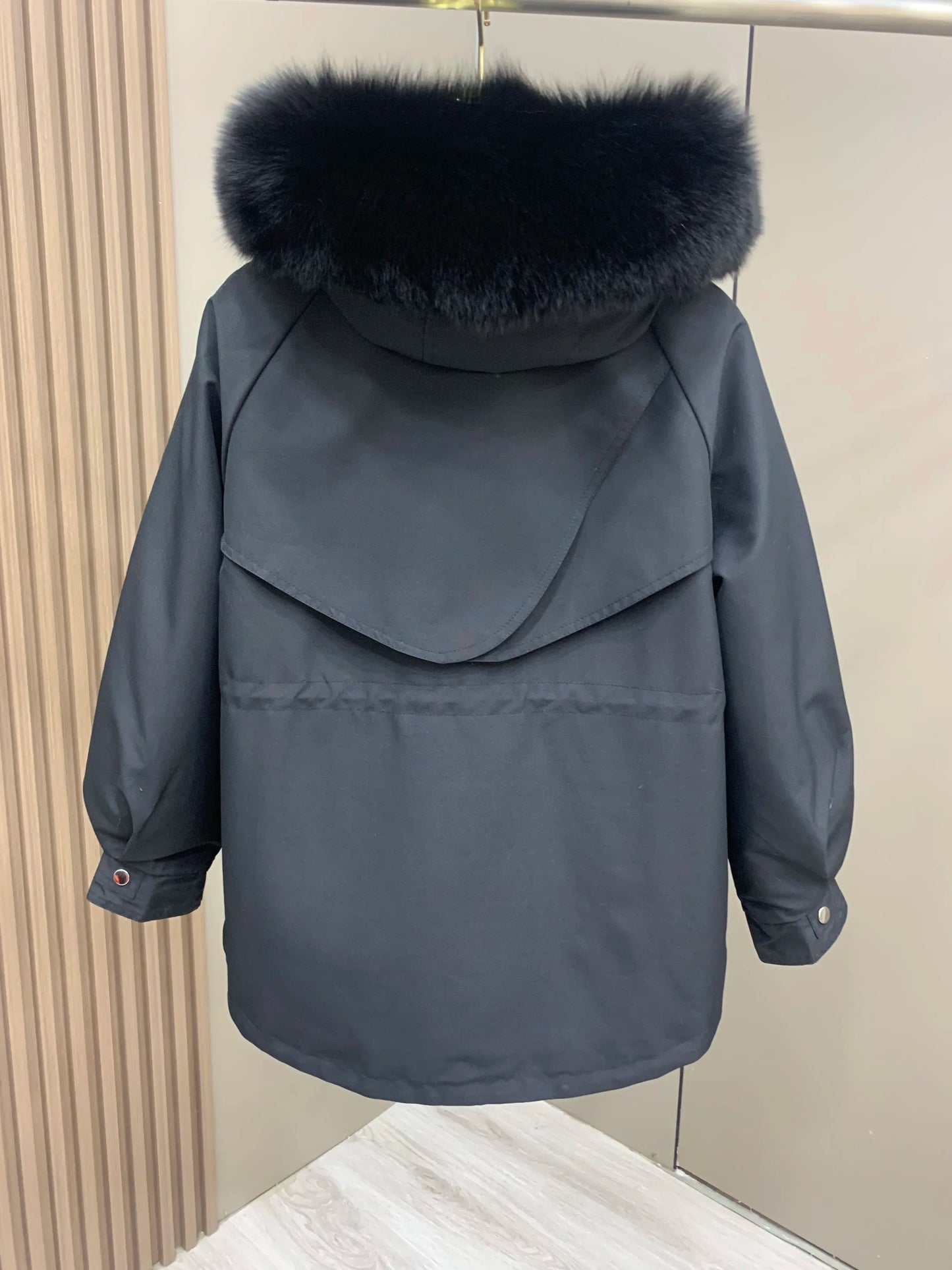 Womens Parka Coat With Removable Fox Fur Liner Hooded Winter Outerwear Classic Style - SN Wigs & More