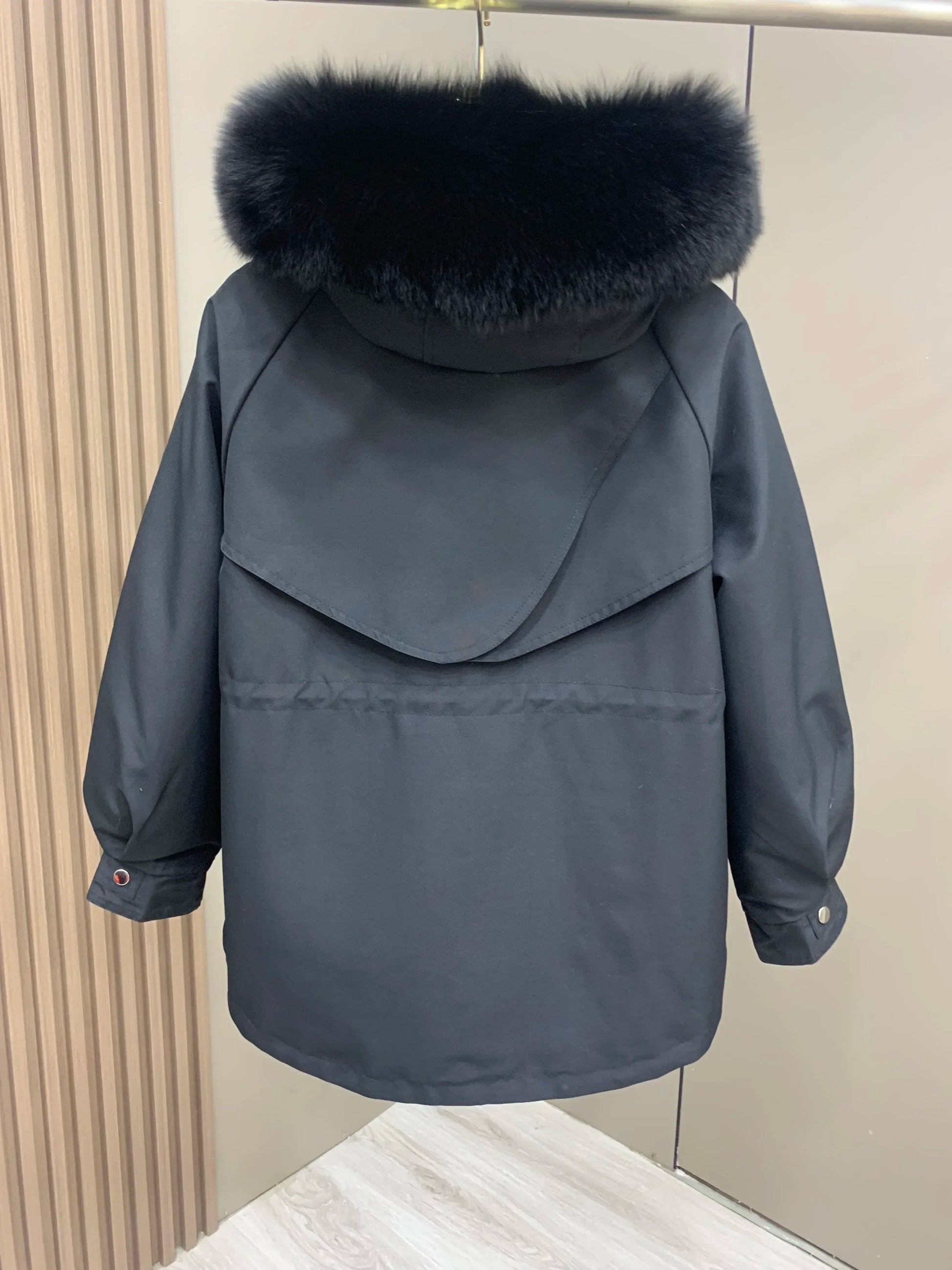 Womens Parka Coat With Removable Fox Fur Liner Hooded Winter Outerwear Classic Style - SN Wigs & More