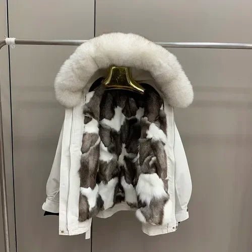 Womens Parka Coat With Removable Fox Fur Liner Hooded Winter Outerwear Classic Style - SN Wigs & More