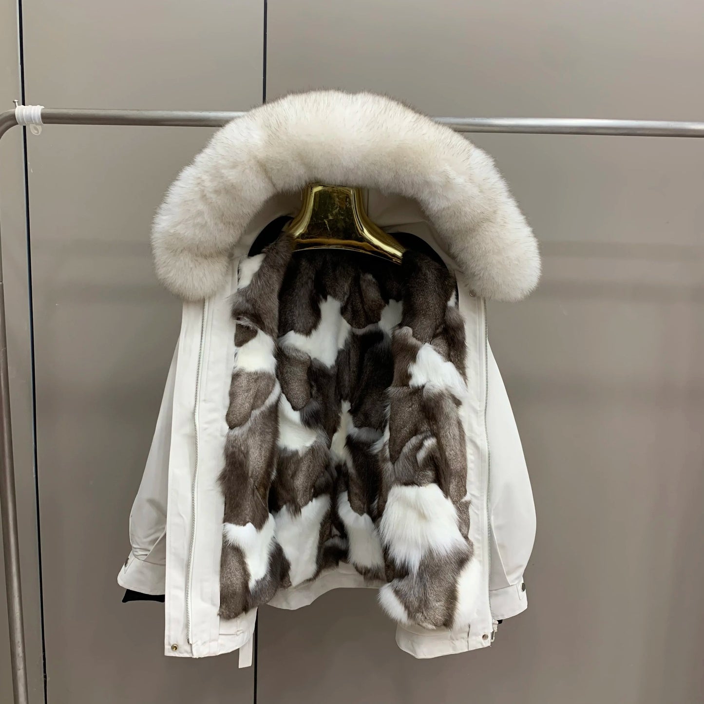 Womens Parka Coat With Removable Fox Fur Liner Hooded Winter Outerwear Classic Style - SN Wigs & More