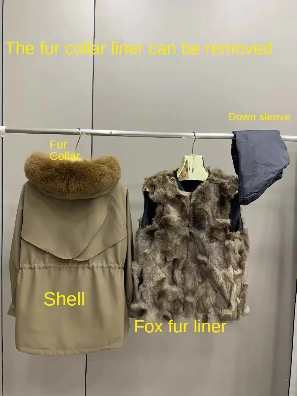 Womens Parka Coat With Removable Fox Fur Liner Hooded Winter Outerwear Classic Style - SN Wigs & More
