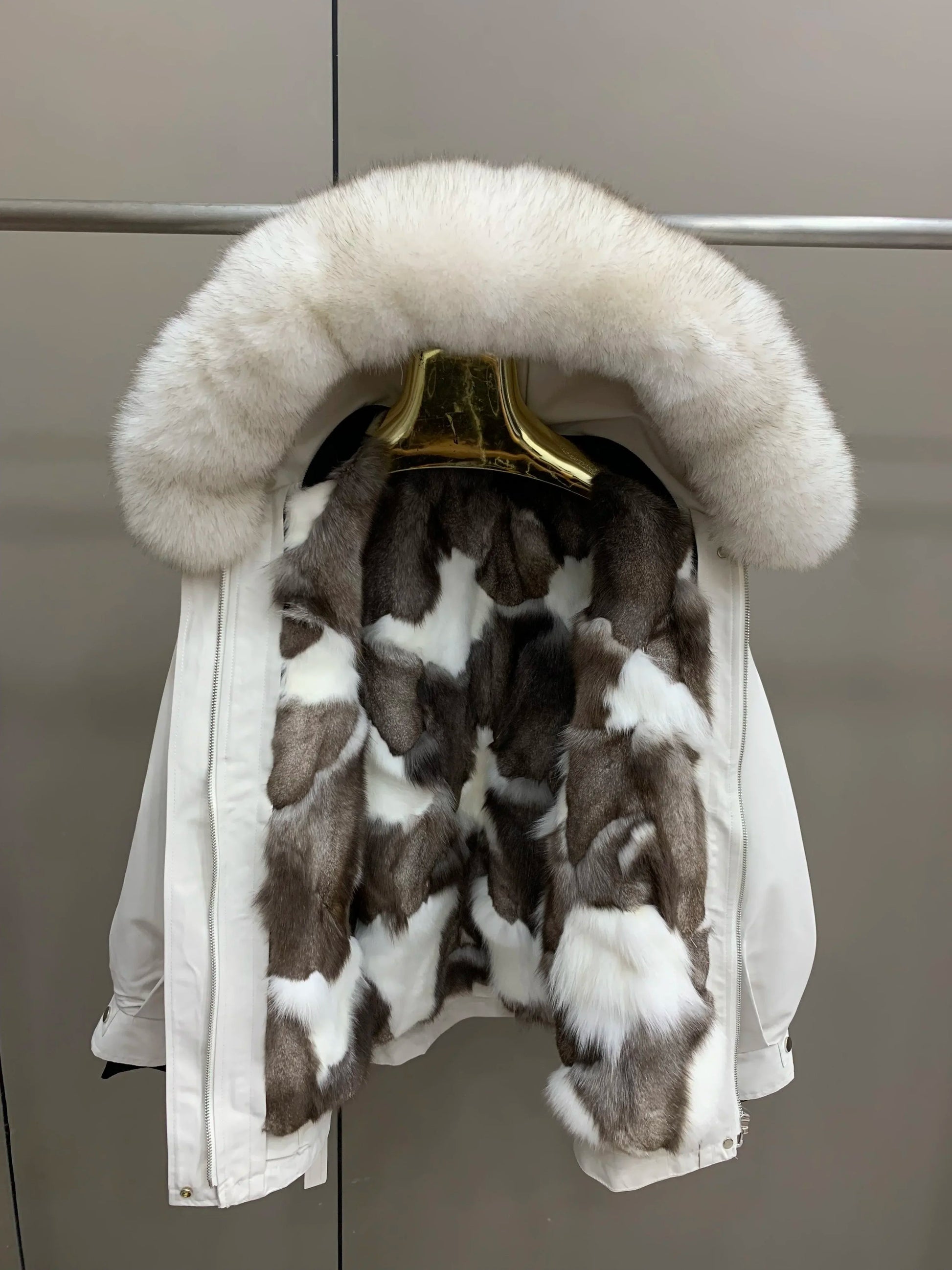Womens Parka Coat With Removable Fox Fur Liner Hooded Winter Outerwear Classic Style - SN Wigs & More