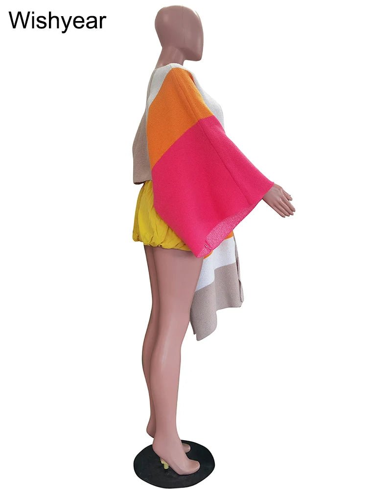 Womens Pullover Top + Loose Fit Knitted Intricate Patchwork Detail + Streetwear Y2K Style - SN Wigs & More