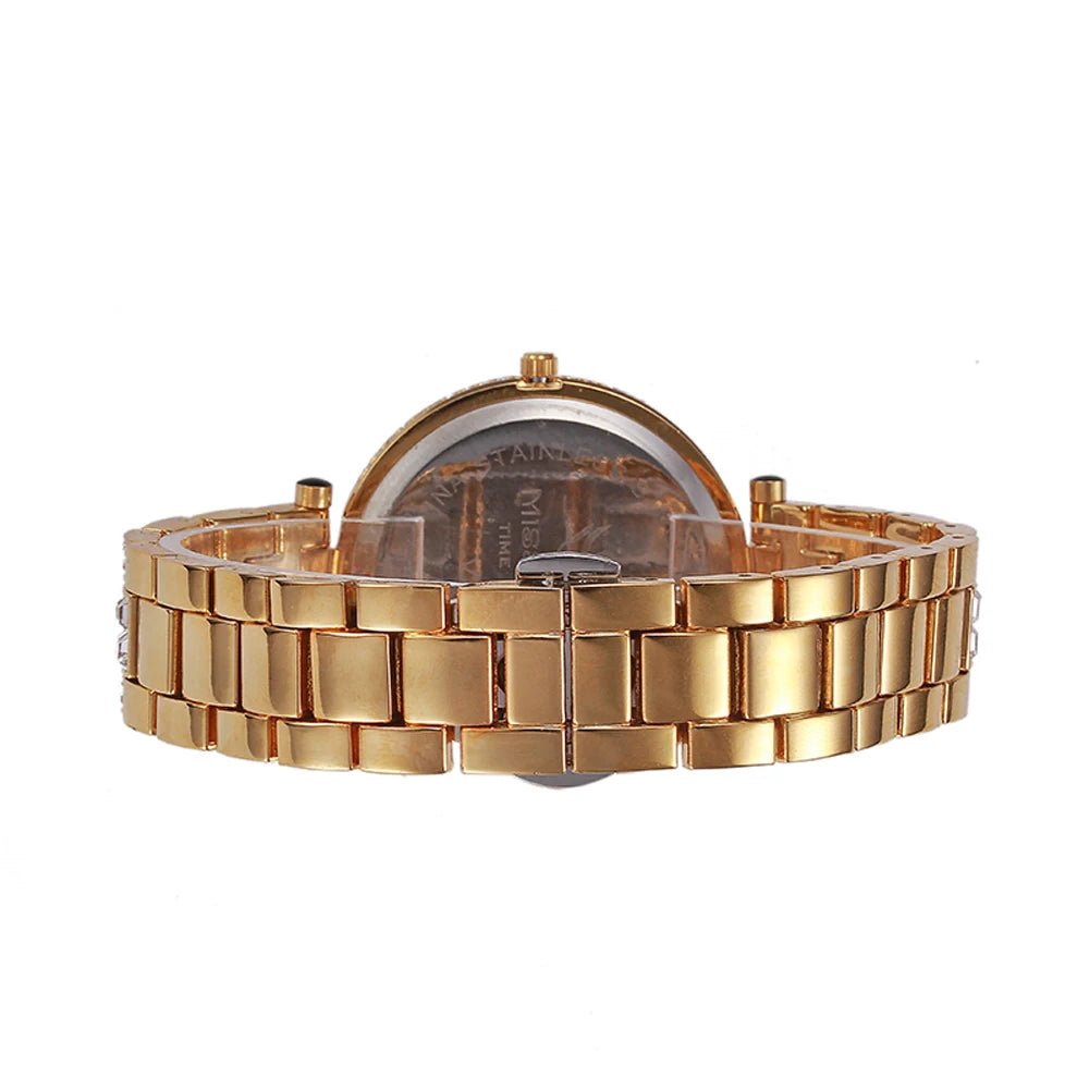 Women's Quartz Watch Bling Crystal Dial Leopard Pattern Gold Tone Casual Glam Style - SN Wigs & More