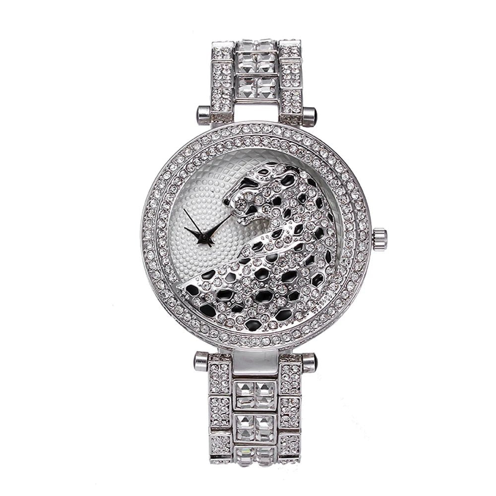 Women's Quartz Watch Bling Crystal Dial Leopard Pattern Gold Tone Casual Glam Style - SN Wigs & More