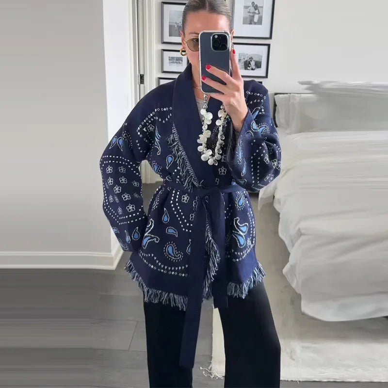 Women's Sweater + Tassel Trim V - Neck + Ethnic Style - SN Wigs & More