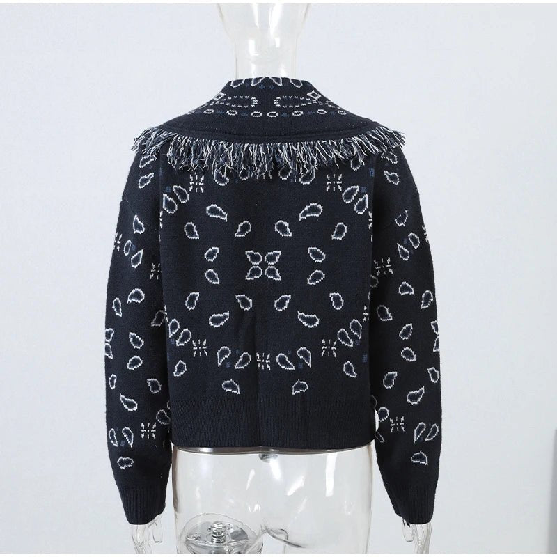 Women's Sweater + Tassel Trim V - Neck + Ethnic Style - SN Wigs & More