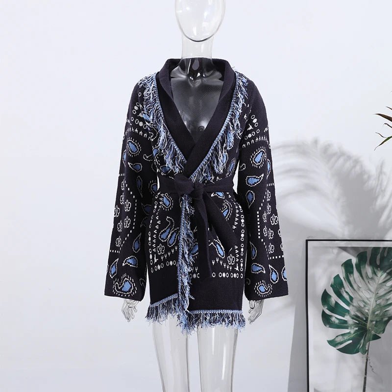Women's Sweater + Tassel Trim V - Neck + Ethnic Style - SN Wigs & More