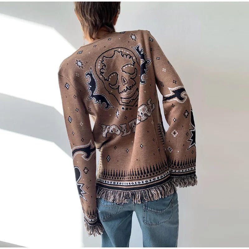 Women's Sweater + Tassel Trim V - Neck + Ethnic Style - SN Wigs & More