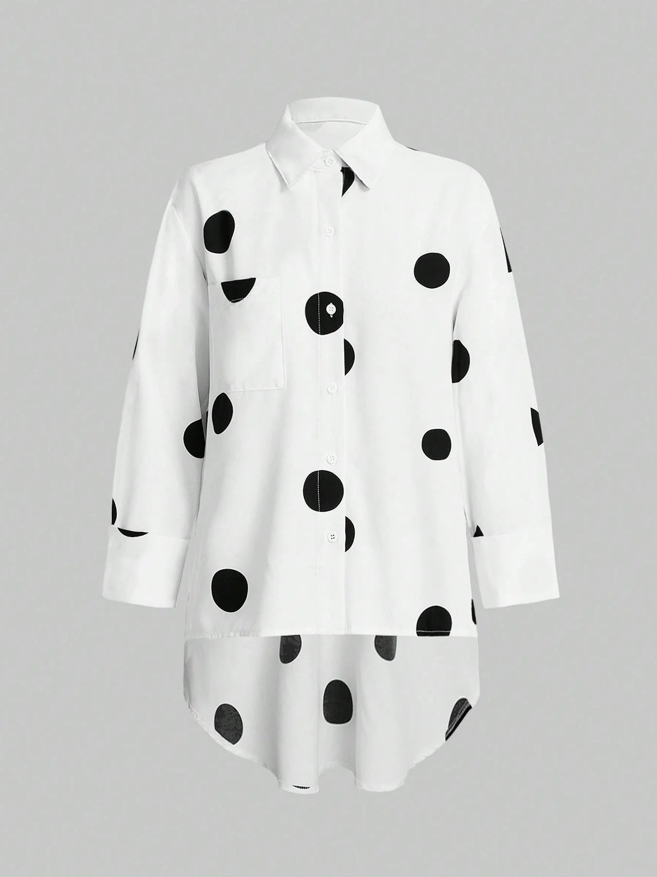 Women's Top + Loose - Fit Polka Dot Chiffon Shirt + Casual Summer Everyday Wear - SN Wigs & More