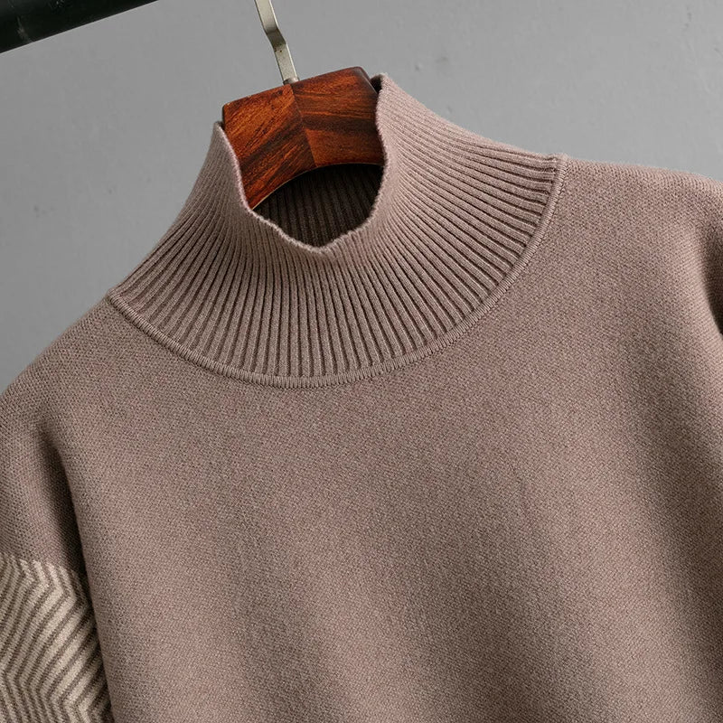Women's Two Piece Knit Set With Turtleneck Sweater And High Waist Pants Casual Style - SN Wigs & More