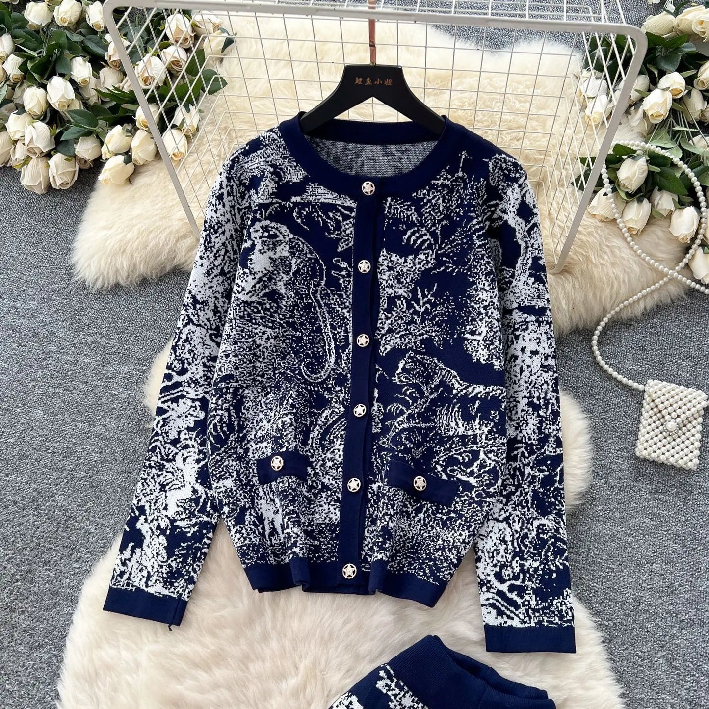 Women's Two - Piece Pant Set - High - Waist Wide - Leg Knit Silhouette - Y2K Streetwear Autumn - SN Wigs & More