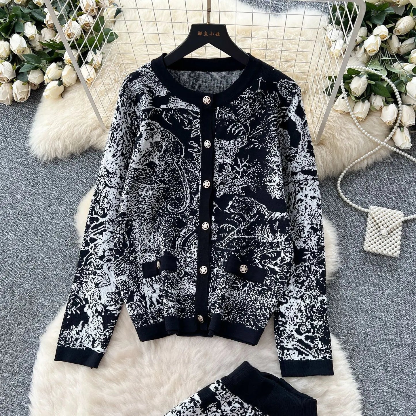 Women's Two - Piece Pant Set - High - Waist Wide - Leg Knit Silhouette - Y2K Streetwear Autumn - SN Wigs & More