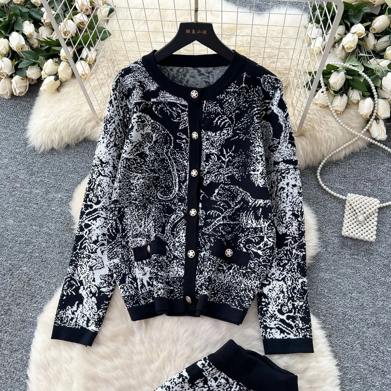 Women's Two - Piece Pant Set - High - Waist Wide - Leg Knit Silhouette - Y2K Streetwear Autumn - SN Wigs & More