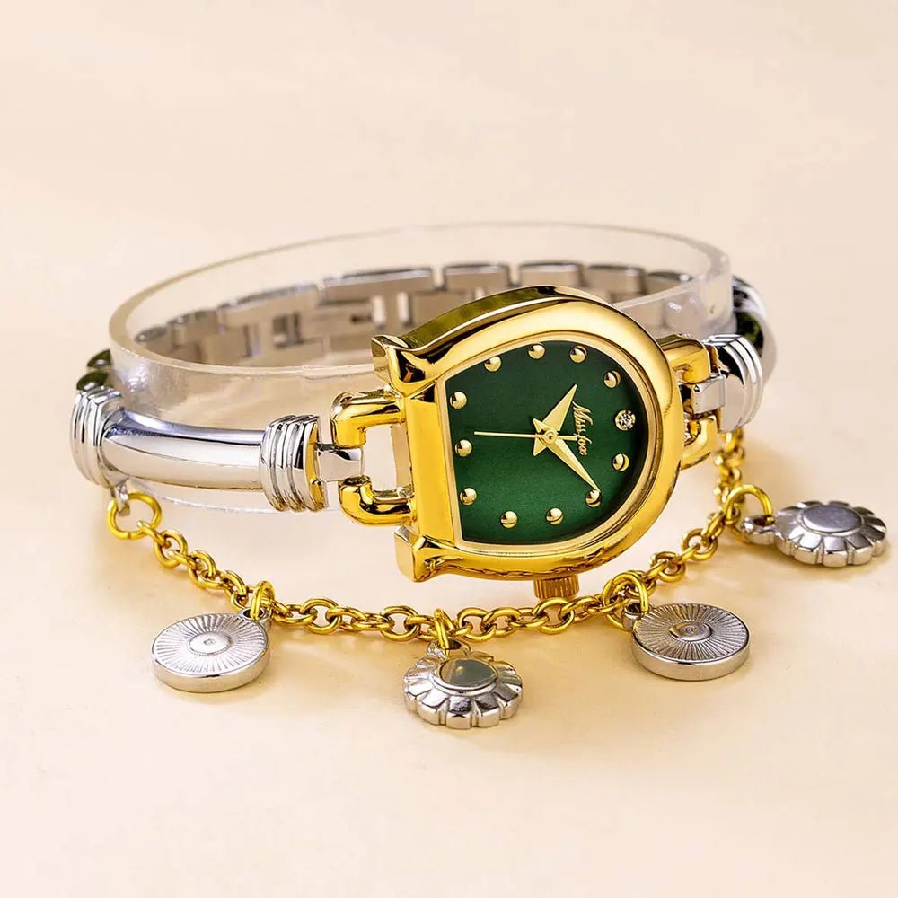 Women's Wristwatch - With Small Dial Quartz Bracelet Pendant - Classic Vintage Style - SN Wigs & More