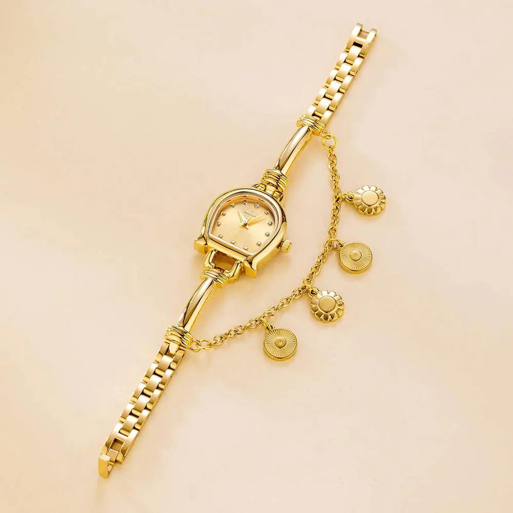 Women's Wristwatch - With Small Dial Quartz Bracelet Pendant - Classic Vintage Style - SN Wigs & More