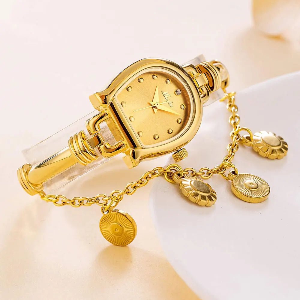Women's Wristwatch - With Small Dial Quartz Bracelet Pendant - Classic Vintage Style - SN Wigs & More