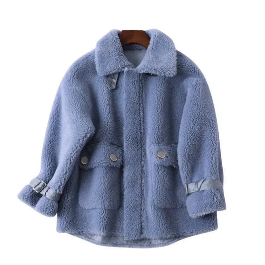 Wool fur women pink trench cute fur coat   custom winter coat new style 2022