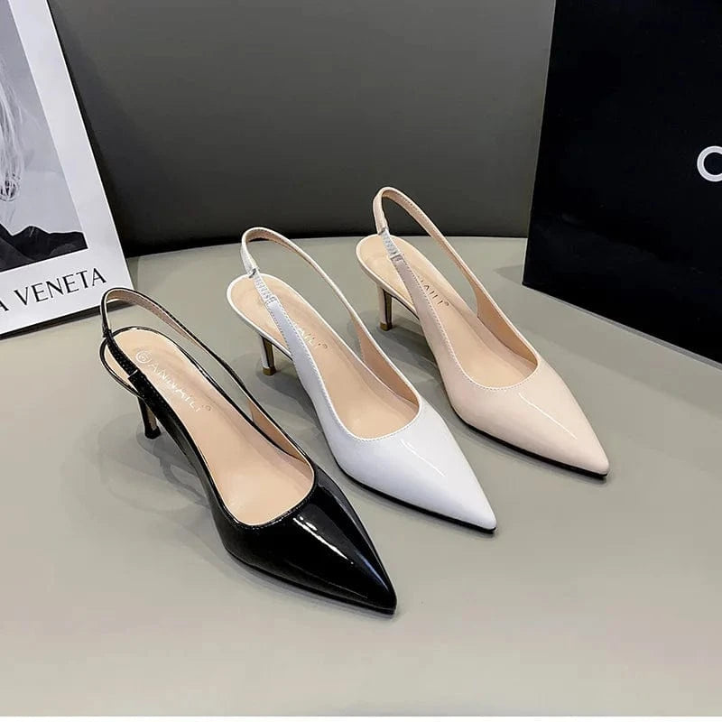 Wrap Toe Women Sandals Ladies New Pointed Toe Slingback Patent Leather Dress Shoes High Quality Shallow Pumps For Office Ladies