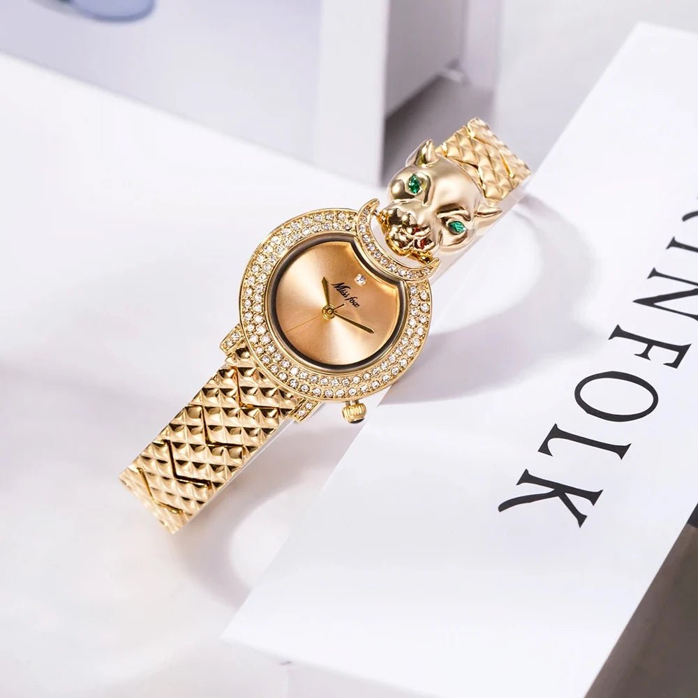 Wristwatch Leopard Print 3D Bling Diamond Dial Alloy Case Quartz Movement Casual Style - SN Wigs & More