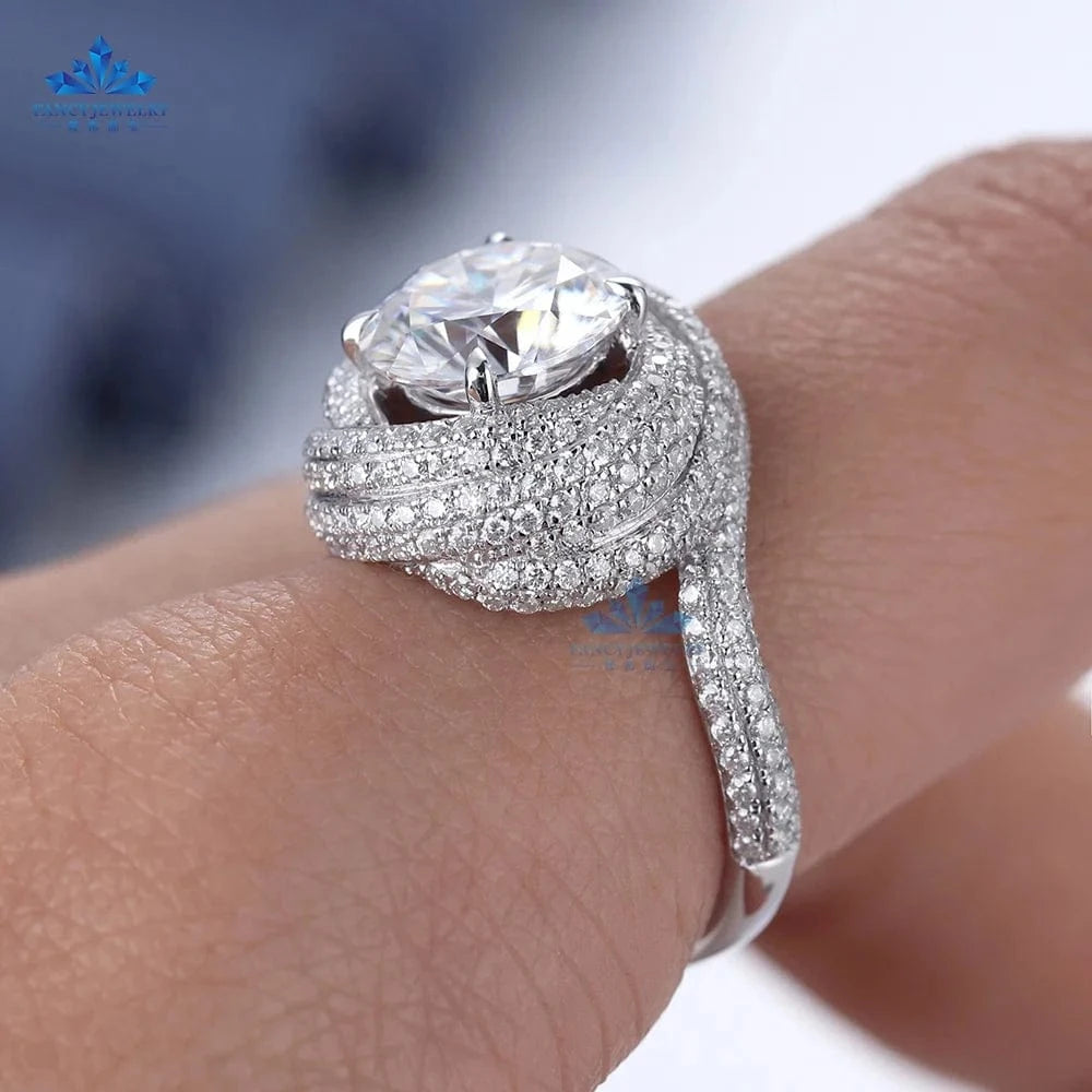 Wuzhou Fancy Jewelry Solid Gold Ring Women Diamond Ring Real Lab Moissanite Diamond 18k Gold Ring