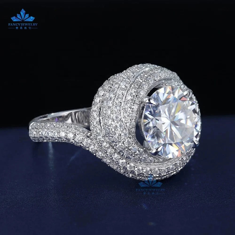 Wuzhou Fancy Jewelry Solid Gold Ring Women Diamond Ring Real Lab Moissanite Diamond 18k Gold Ring