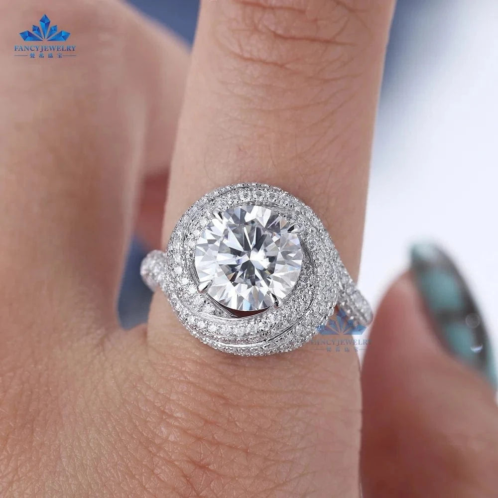 Wuzhou Fancy Jewelry Solid Gold Ring Women Diamond Ring Real Lab Moissanite Diamond 18k Gold Ring