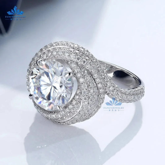 Wuzhou Fancy Jewelry Solid Gold Ring Women Diamond Ring Real Lab Moissanite Diamond 18k Gold Ring