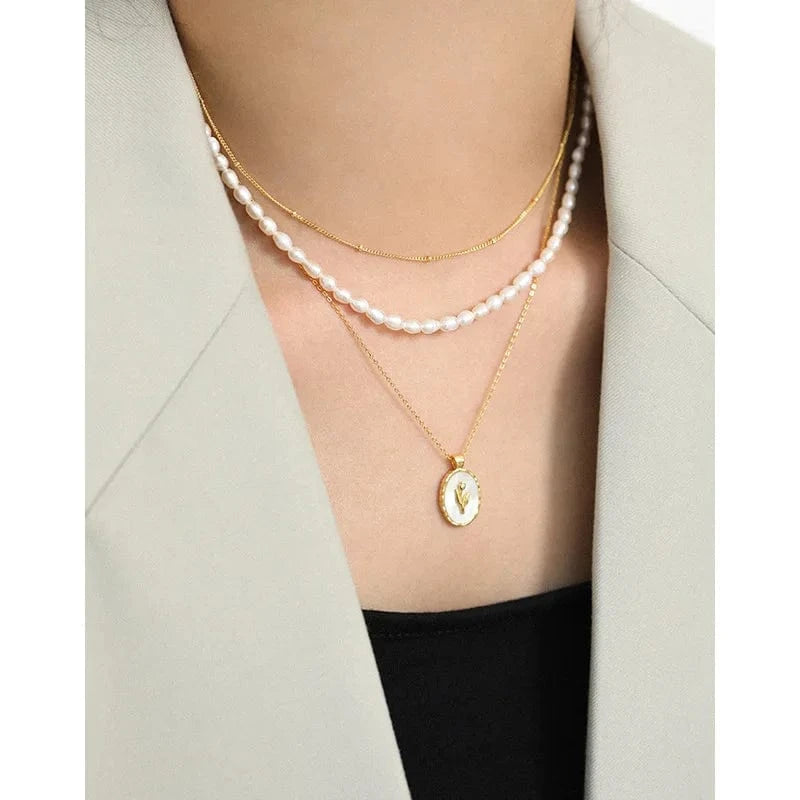 XB075 Fashion Baroque Freshwater Pearl 925 Sterling Silver Necklace Fine Jewelry For Women