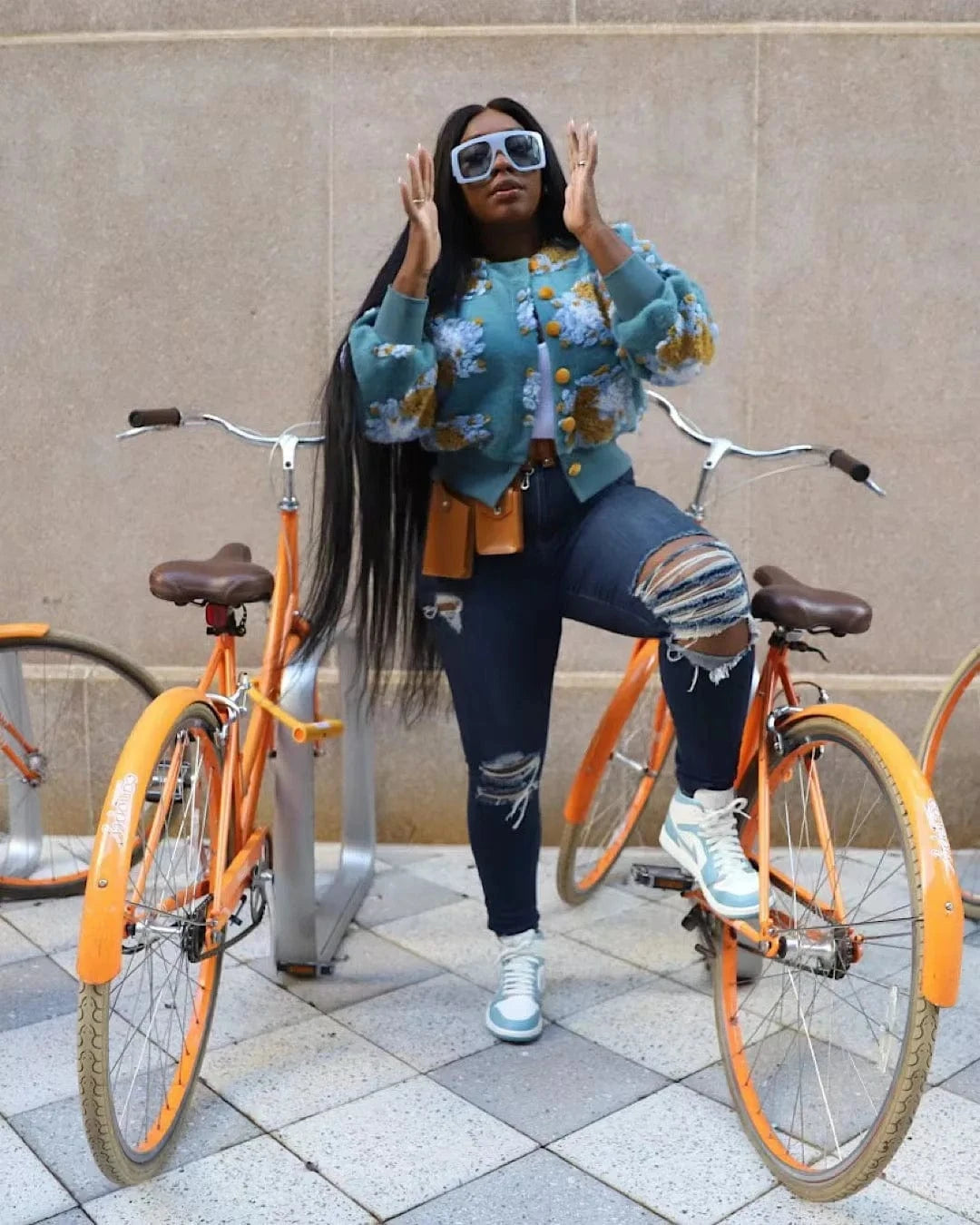 XH031 New Streetwear Spring Autumn Fall Winter Fashion Lady Color Blocking Patchwork Floral Short Pink Baseball Women's Jacket