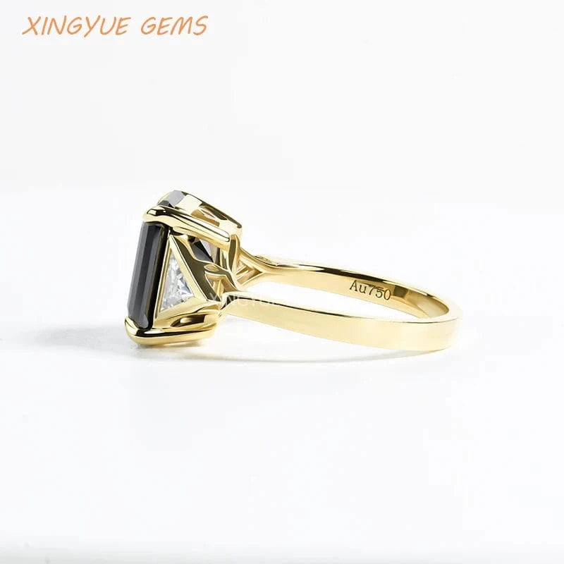 Xingyue 18K moissanite jewelry black moisssanite emerald shape lady's Moissanite Rings