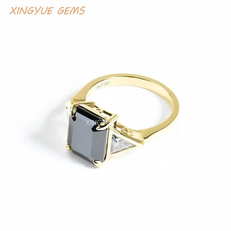 Xingyue 18K moissanite jewelry black moisssanite emerald shape lady's Moissanite Rings