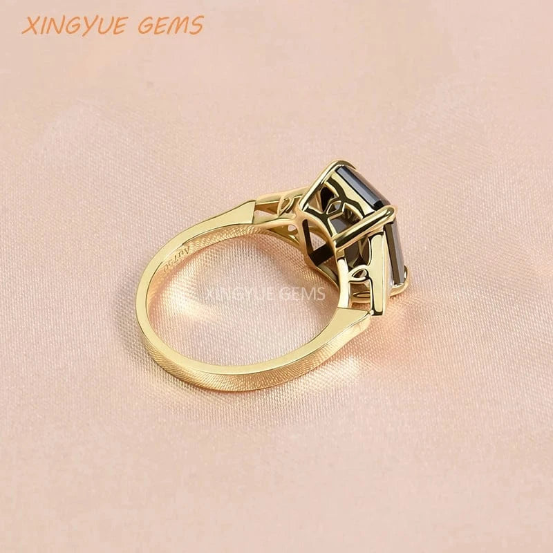 Xingyue 18K moissanite jewelry black moisssanite emerald shape lady's Moissanite Rings