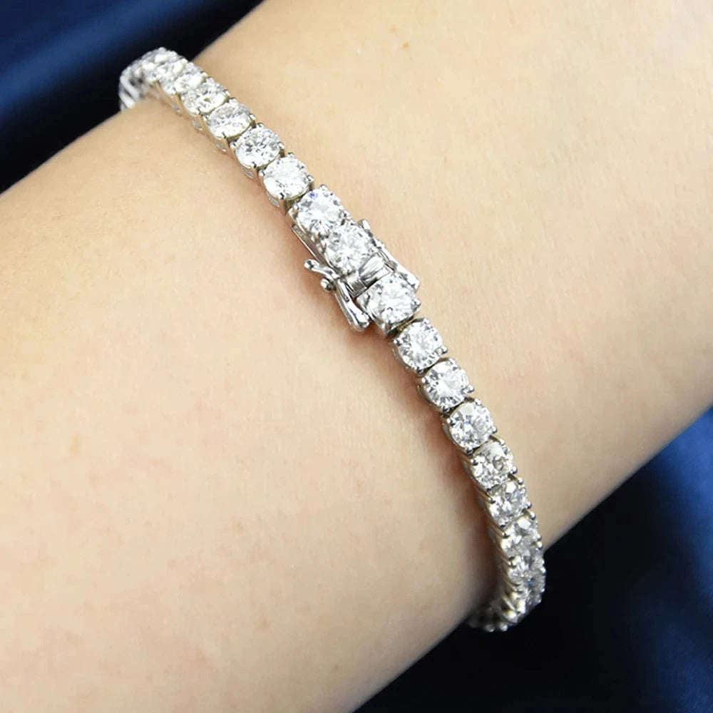 Xingyue 925 Gold Plated Sterling Silver 3mm 4mm 5mm Diamond MoissaniteTennis Chain Bracelet/Necklace