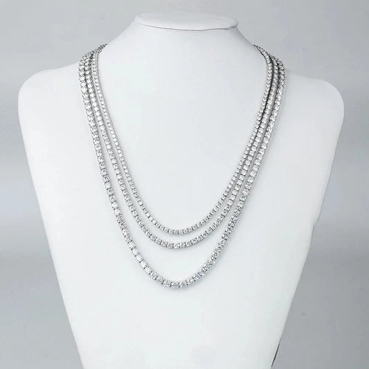 Xingyue 925 Gold Plated Sterling Silver 3mm 4mm 5mm Diamond MoissaniteTennis Chain Bracelet/Necklace
