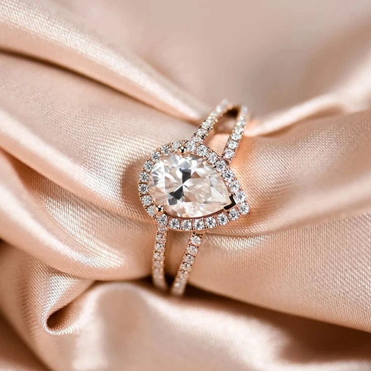 Xingyue jewelry  Hola pear-shaped  18K Rose gold ring engagement wedding  moissanite ring for women