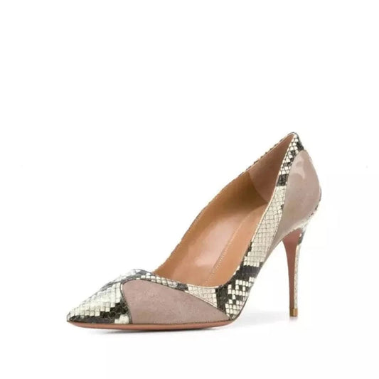 XINZI RAIN Wholesale Office Ladies High Heels Plus Size 45 Snake Print Point Toe custom Women Open Heel Shoes
