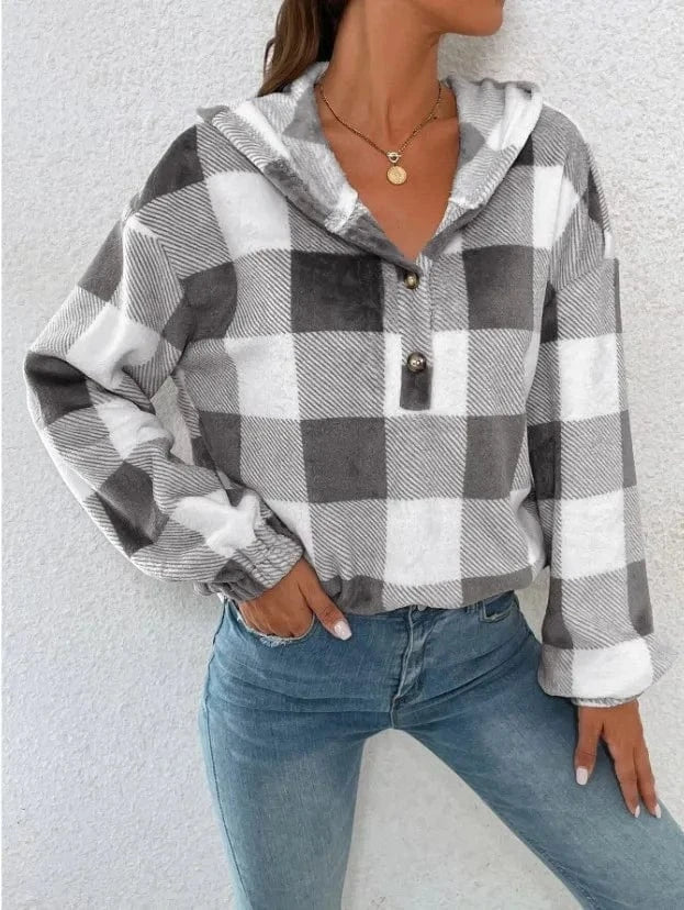 XL / 3 2024 Winter Fashion Women's Coats Plaid Long Sleeve Turn Down Neck Ladies Jacket