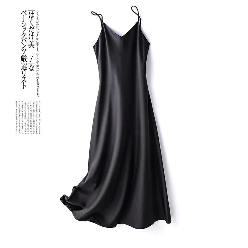 XL / 3 2024 Women Summer Slip Satin Dress Aesthetic Clothes Sleeveless Sexy White Black Pink Blue Green Elegant Long Dresses for Women